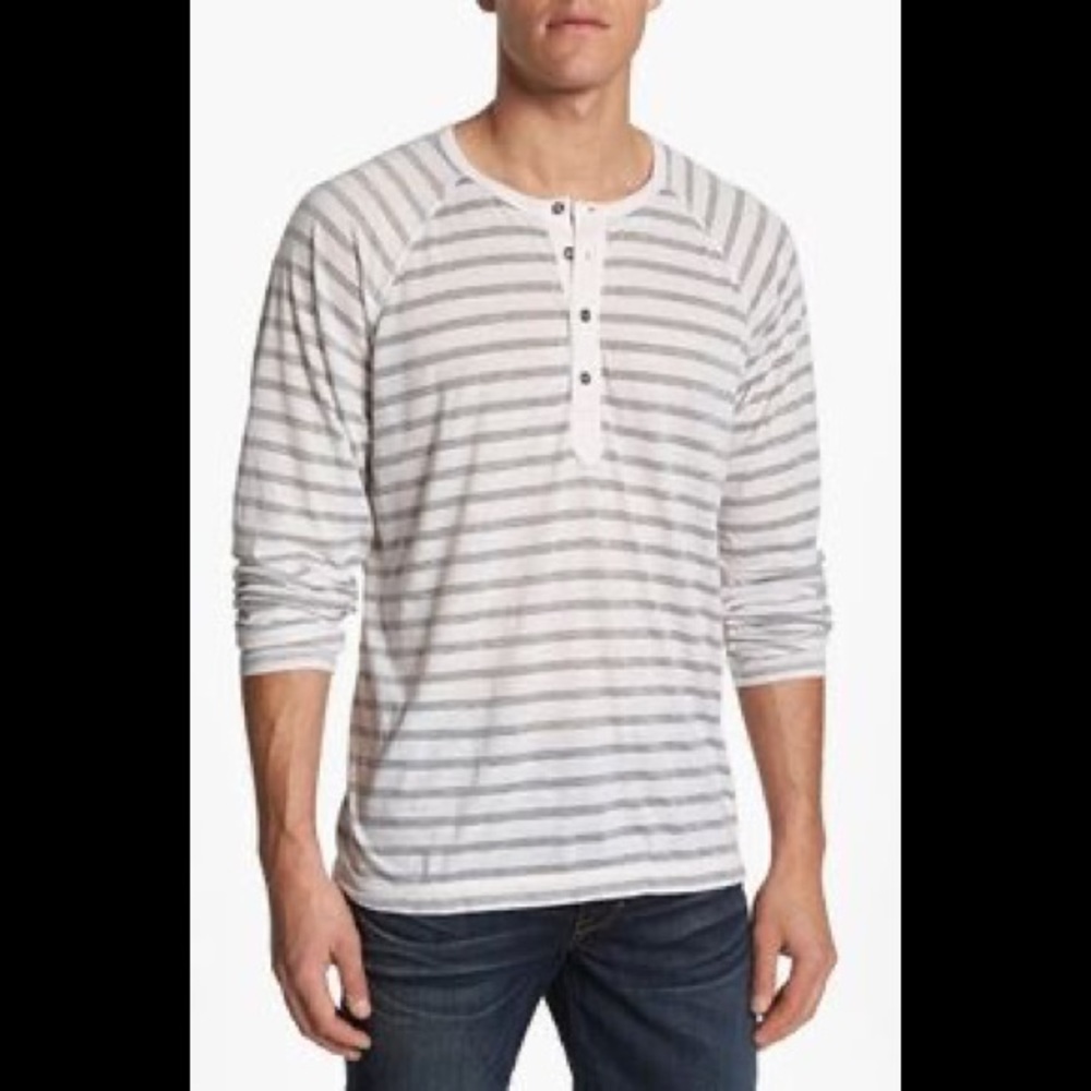 NWT splendid mills stripe henley LS Tee